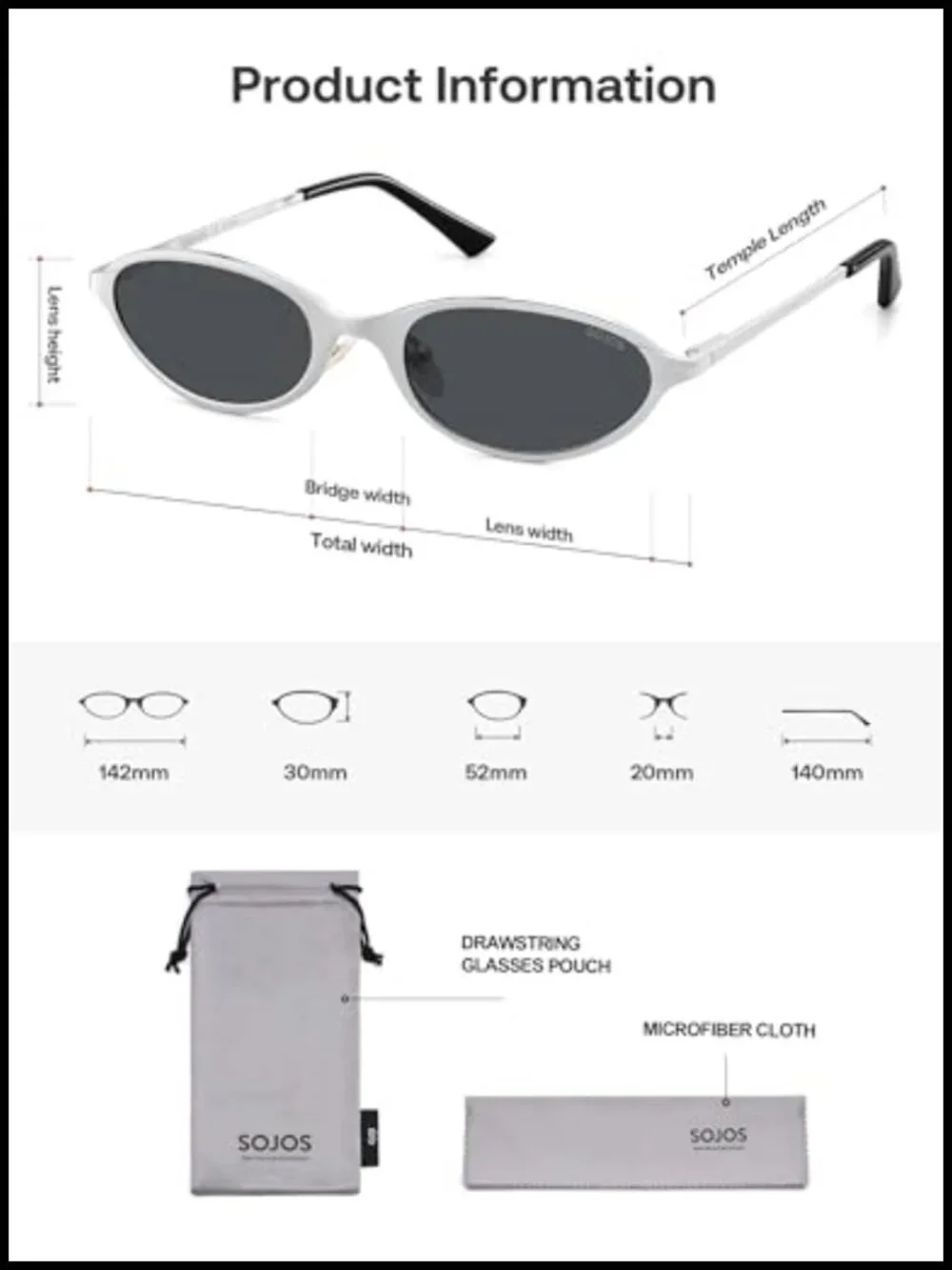Small Oval Cat Eye Polarized Sunglasses with Metal Frame Spring Hinges